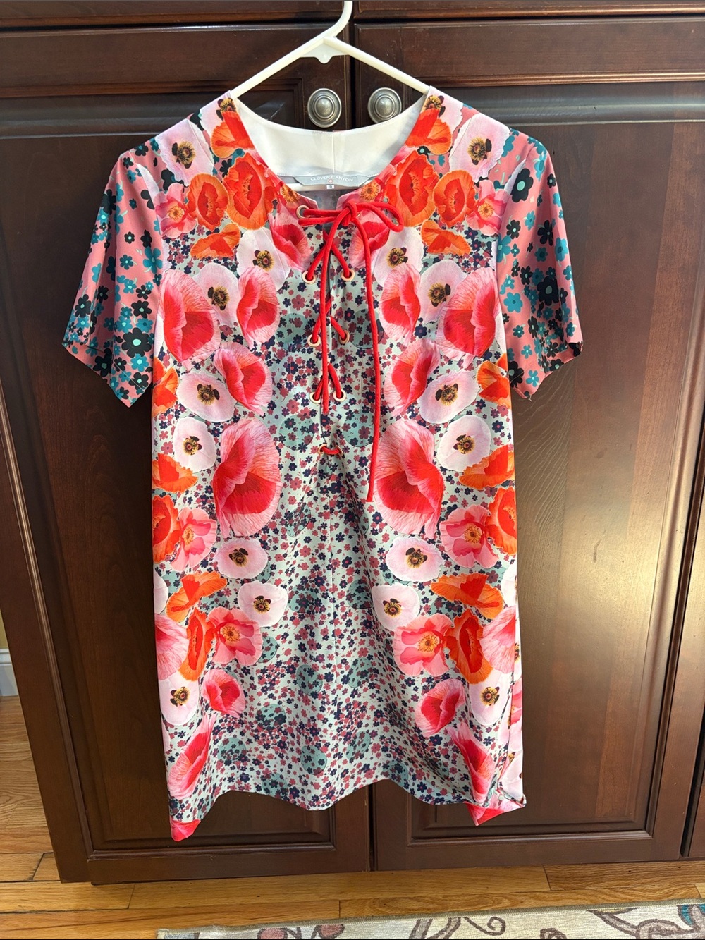 Clover Canyon Pink & Red Floral Lace-Up Tunic